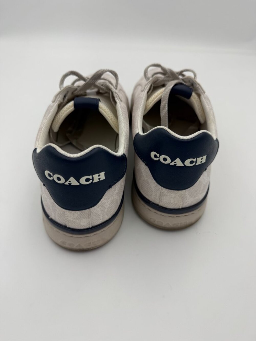Men's 12D Coach Leather+ Lowline Signature Low Top Sneaker Chalk Cobalt G5025 WI - Picture 4 of 7